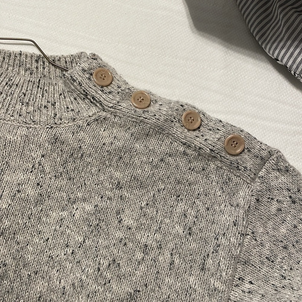 Grey Sweater With Button Accent - image 3